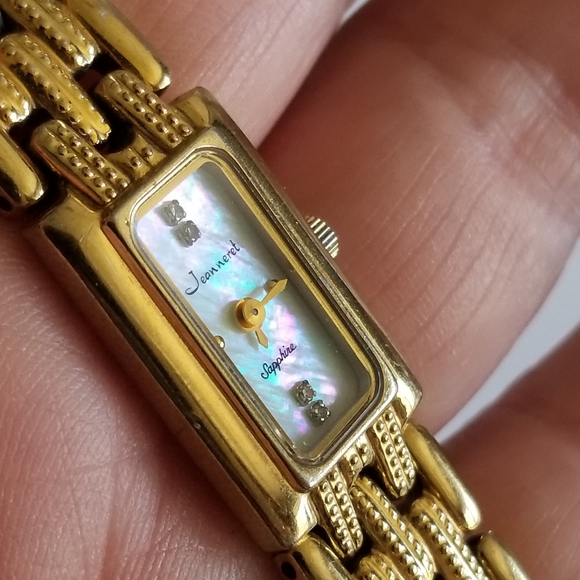 Relisted - Jeanneret Sapphire ladies wristwatch dress watch gold tone - Picture 5 of 16